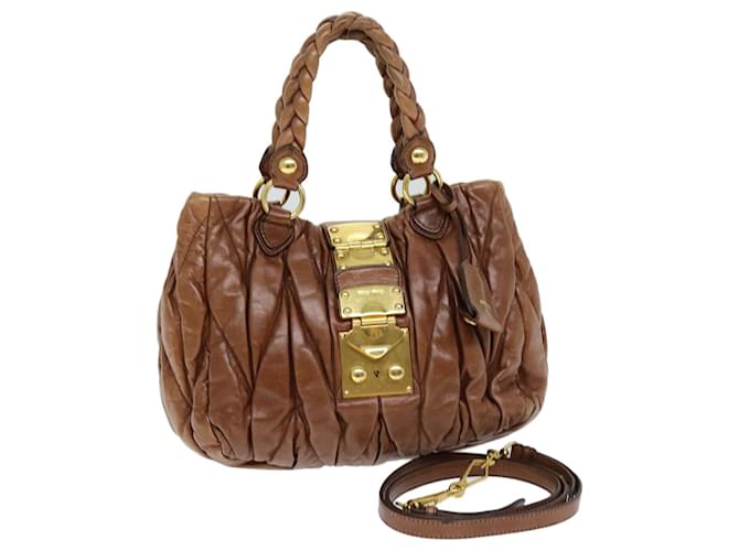 Miu Miu Materasse Hand Bag Leather 2way Brown Auth bs14570  ref.1396797