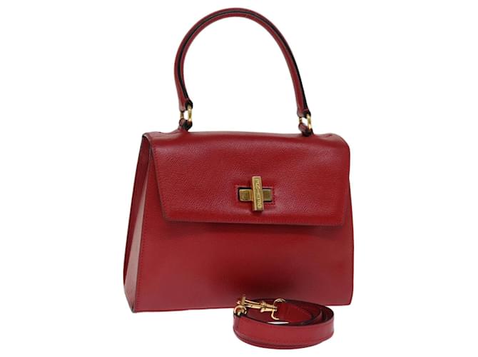 Céline CELINE Hand Bag Leather 2way Red Auth 75818  ref.1396802