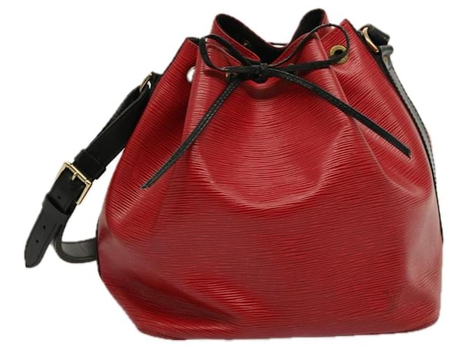 Bolsa de ombro LOUIS VUITTON Epi Petit Noe bicolor preto vermelho M44172 Autenticação de LV 75268 Couro  ref.1396816