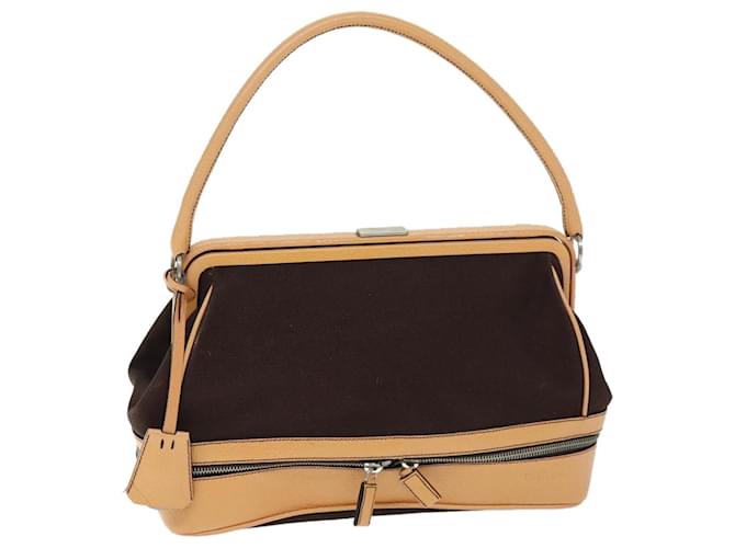 PRADA Hand Bag Canvas Leather Brown Auth am6262 Cloth  ref.1396829