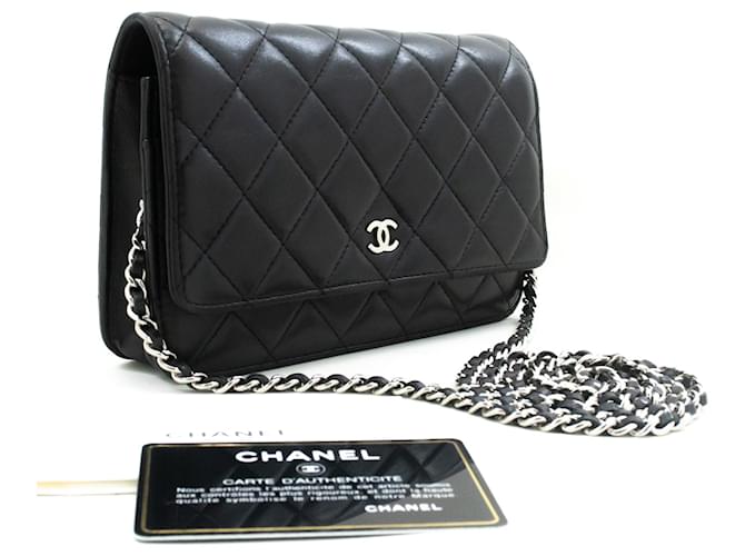 Wallet On Chain Portafoglio a catena classico nero CHANEL WOC borsa a tracolla in pelle di agnello SV  ref.1396876