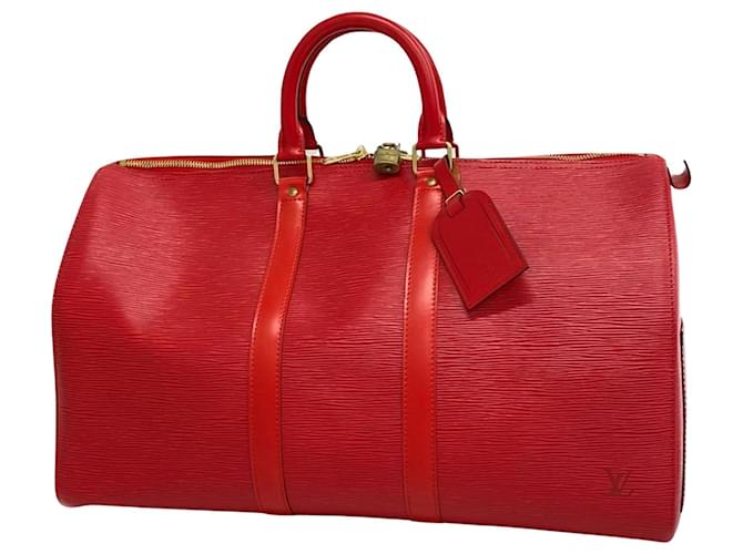 Louis Vuitton Keepall 45 Red Leather  ref.1397001