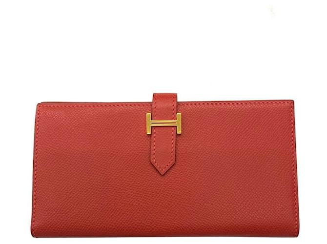 Hermès Béarn Red Leather  ref.1397012