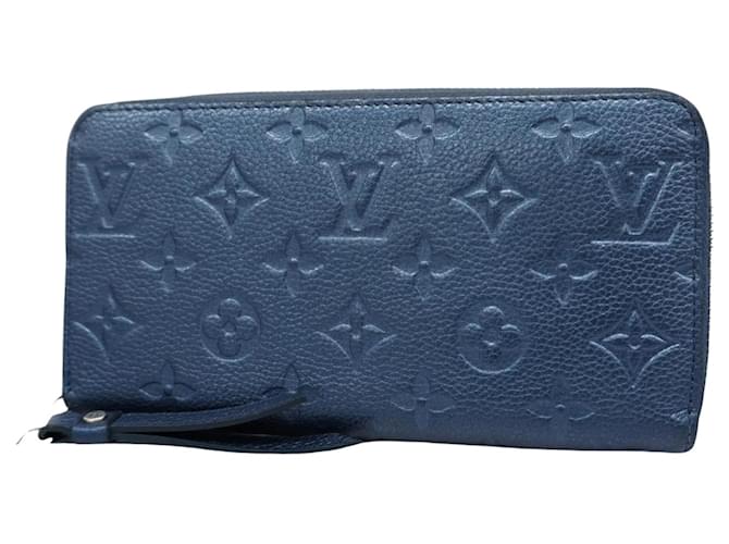 Carteira Louis Vuitton Zippy Azul Couro  ref.1397236