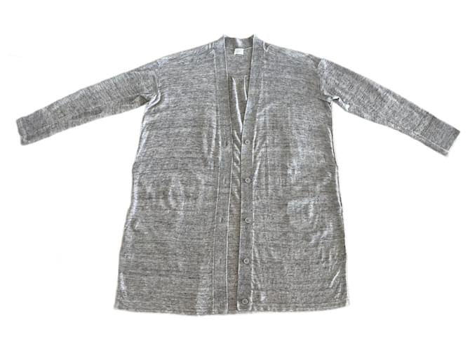 Autre Marque Giacca o cardigan lungo in lino grigio mélange per la spiaggia, taglia 38-40. Biancheria  ref.1397338