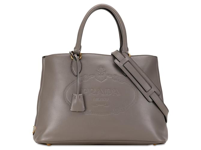 Prada Saffiano Cinza Couro  ref.1397412