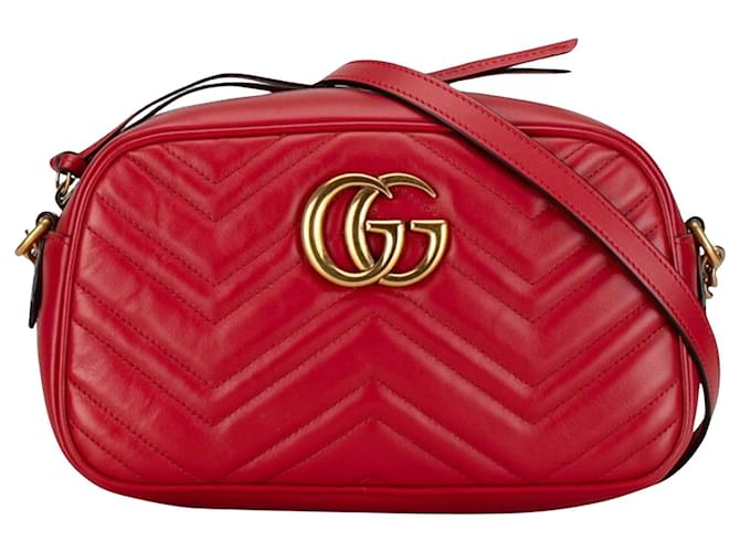 Gucci GG Marmont Vermelho Couro  ref.1397446