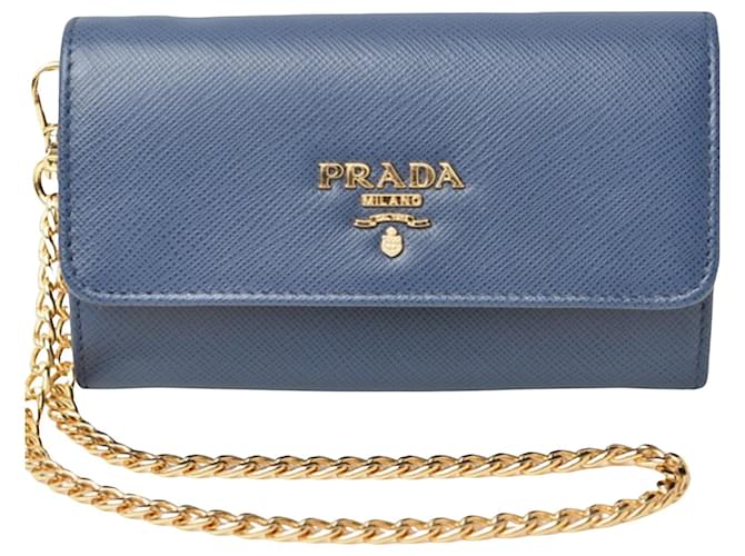 Prada Saffiano Azul Couro  ref.1397485