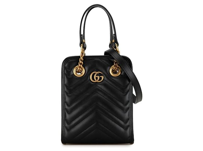 Gucci GG Marmont Preto Couro  ref.1397516