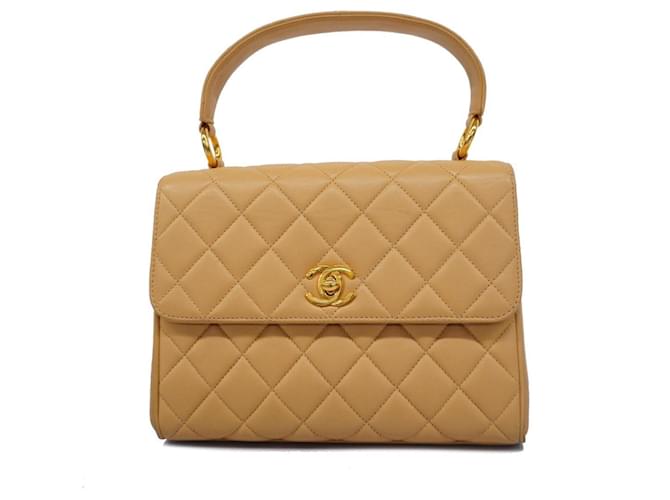 Timeless Chanel Matelassé Bege Couro  ref.1397535