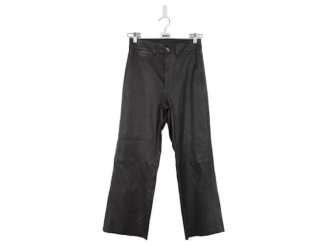 Autre Marque Straight leather pants Black  ref.1397634