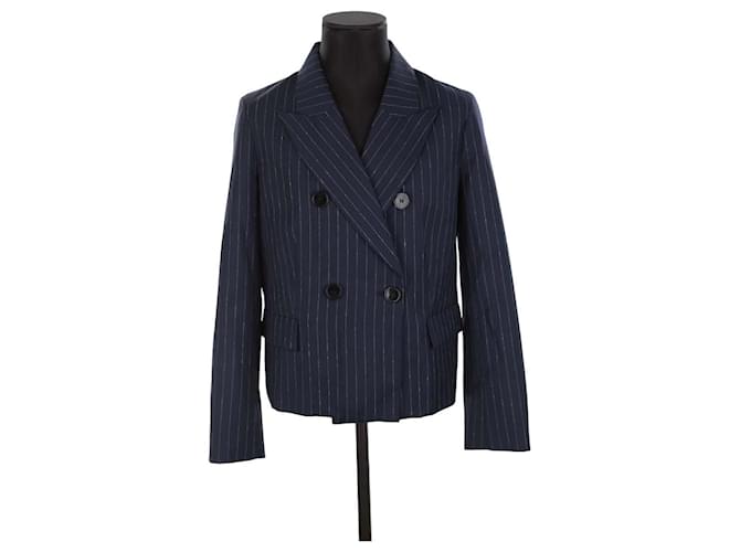 Claudie Pierlot Wollblazer Blau Wolle  ref.1397641