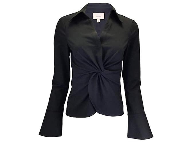 Autre Marque Cinq a Sept Black Mckenna Twist-Front Top Polyester  ref.1397698