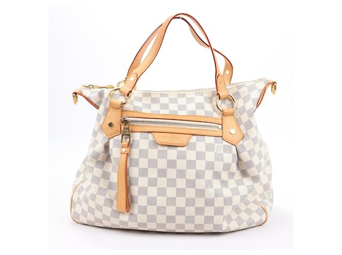 Louis Vuitton Damier Azur Evora MM Handbag N41133 Beige Leather  ref.1397701