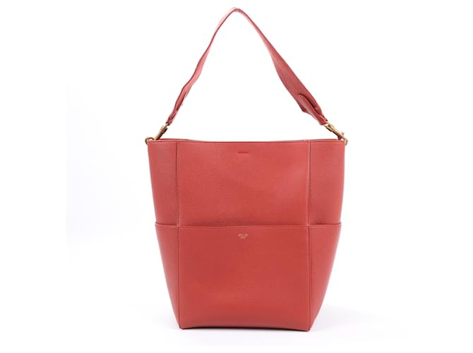 Céline Sac à bandoulière en cuir CELINE Seau Sangle Bucket en rouge  ref.1397702