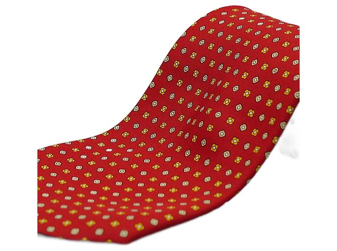 Autre Marque Corbata Roja con Flores Rosso