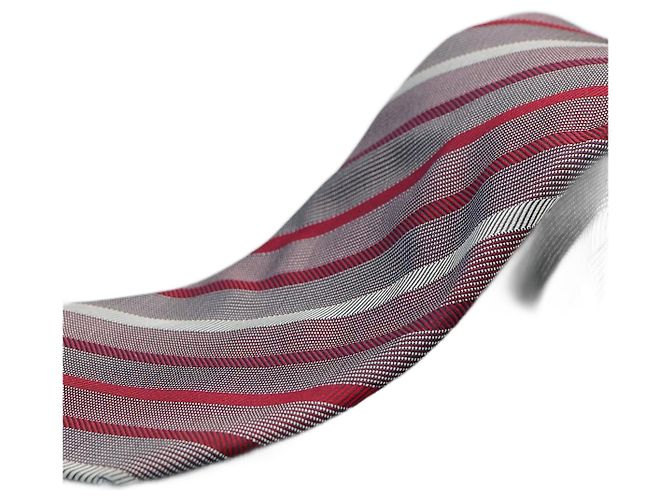 Corbata Lanvin de seda roja a rayas 