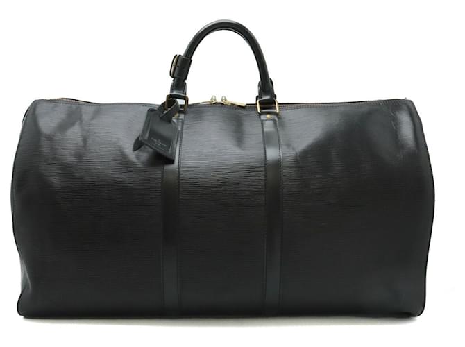 Louis Vuitton Keepall 55 Schwarz Leder  ref.1397778