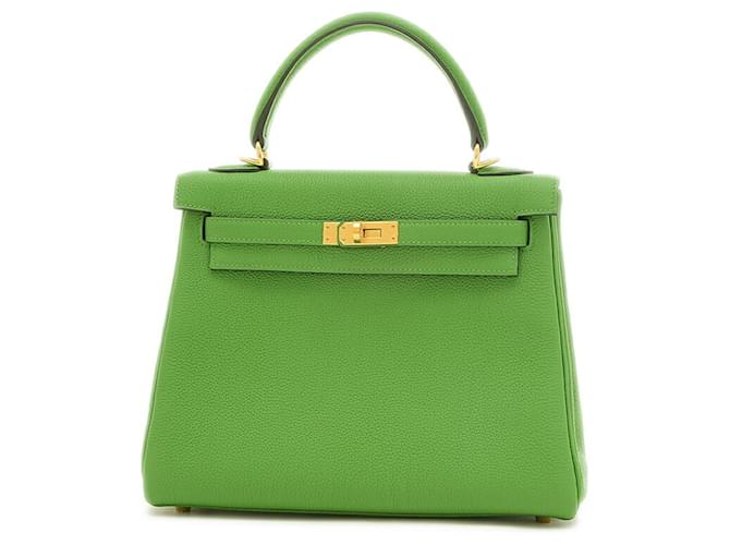 Hermès Kelly 25 Green Leather  ref.1397878