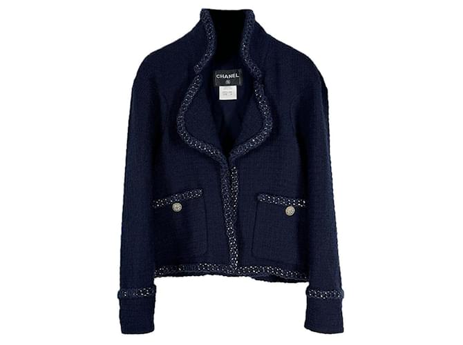 Chanel 9K$ Melania Trump Style Tweed Jacket Navy blue  ref.1397883