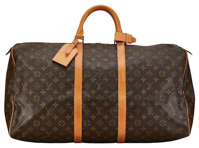 Louis Vuitton Keepall 55 Marrom Couro  ref.1397933