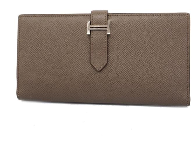 Hermès Béarn Grey Leather  ref.1397974