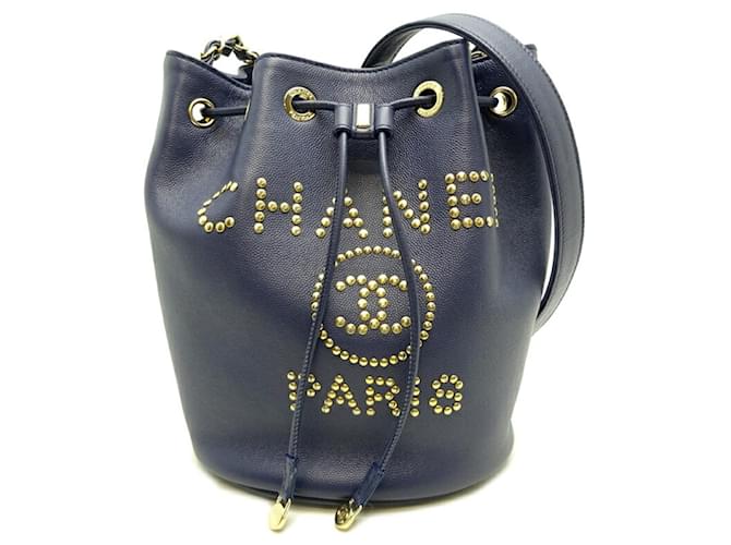 Chanel Deauville Cuir Bleu Marine  ref.1398020