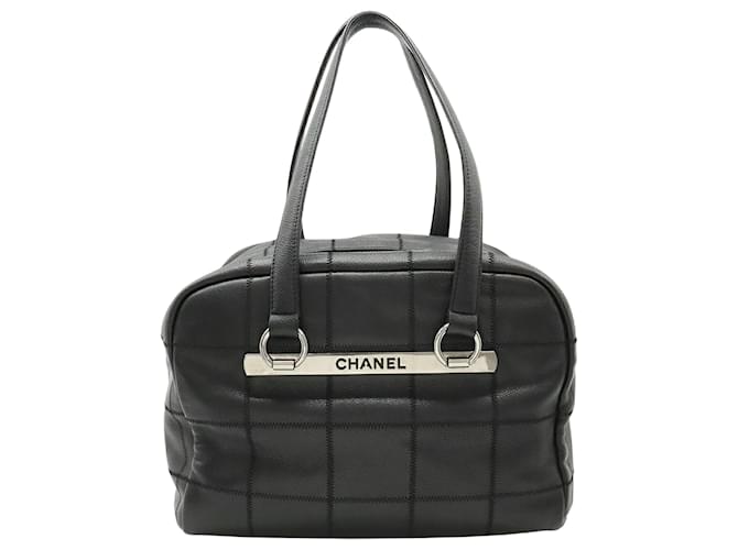 Timeless Barra de chocolate Chanel Preto Couro  ref.1398025