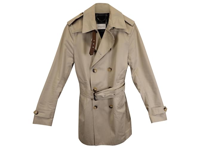 Trench con petto foderato Sandro in cotone Beige  ref.1398075