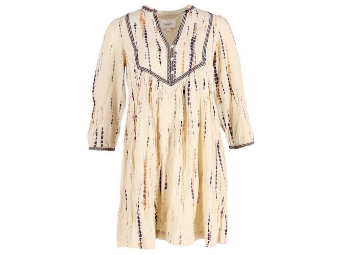 Ba&Sh Printed Quarter-Sleeve Mini Dress in Cream Viscose Beige Cellulose fibre  ref.1398112