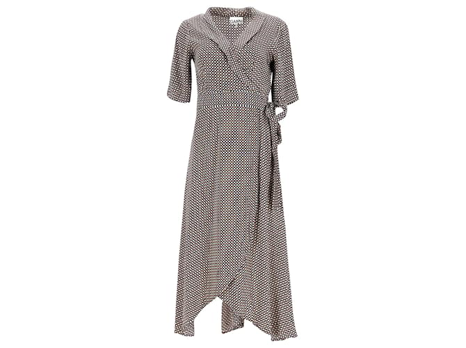 Ganni Printed Wrap Dress in Brown Viscose Cellulose fibre  ref.1398115