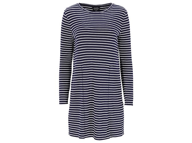 Apc A.P.C. Gestreiftes Minikleid aus marineblauer Viskose