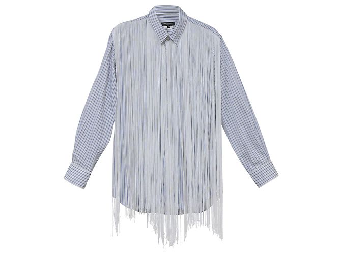 Comme Des Garcons Camicia Comme des Garçons Homme Plus a righe con frange in cotone azzurro Blu Blu chiaro