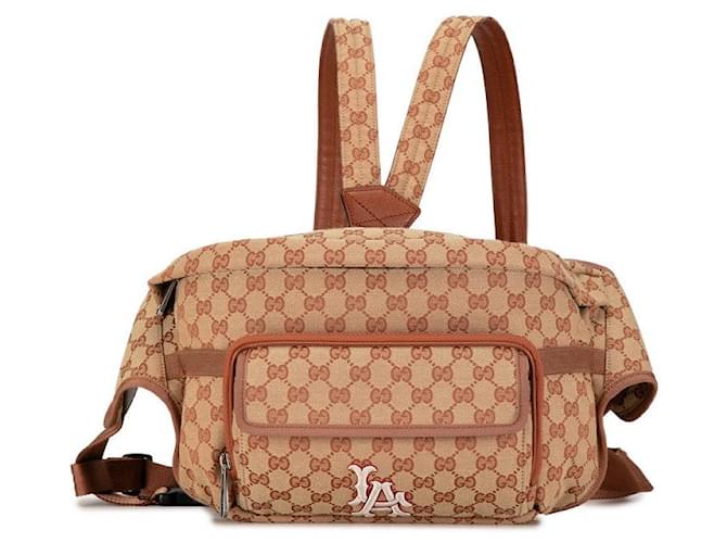 Gucci GG Canvas LA Angels Patch Body Bag Bolsa de cinto de lona 536842 em bom estado  ref.1398124