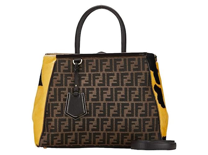 Zucca Borsa a mano Fendi in tela e pelle 2Way in ottime condizioni Marrone  ref.1398129