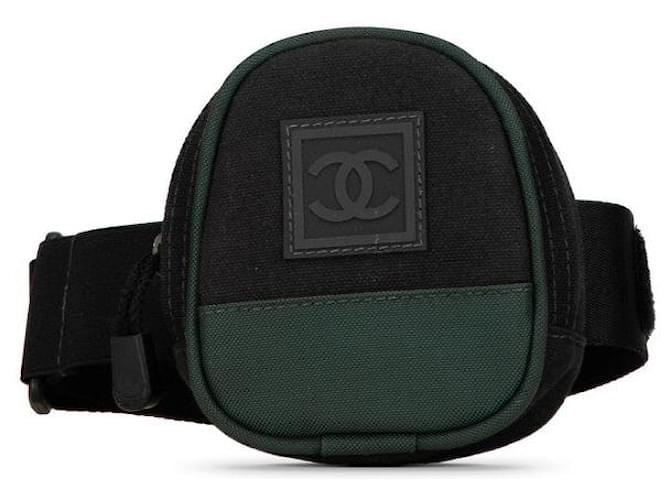 Vanity Bolsa de braço Chanel Canvas Sports Line Coco Mark em muito bom estado Verde Lona  ref.1398130