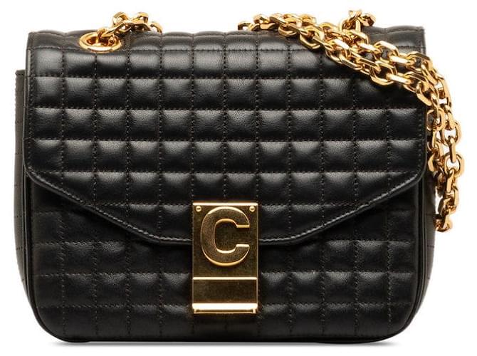 Céline Bolso de hombro de cuero Celine Quilted Medium C Bag en buen estado  ref.1398136