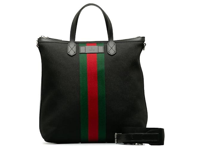 Gucci Web Stripe Tote Bag Sacola de lona 619751 em excelente estado  ref.1398144
