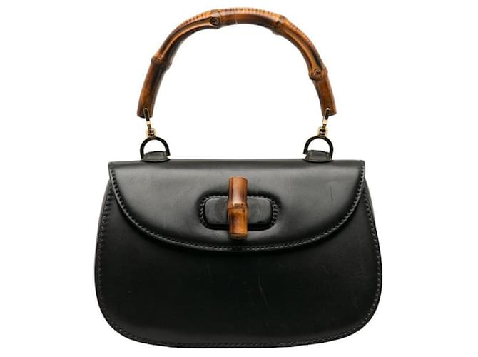 Bolso de cuero Gucci Bamboo 000 01 0633 en buen estado Negro  ref.1398155