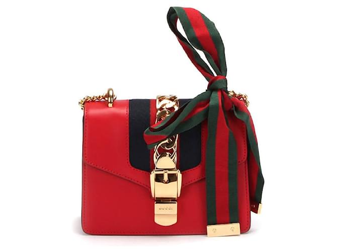 Gucci Bolso Mini Sylvie De Piel Con Cadena 431666 Cuero  ref.1398247