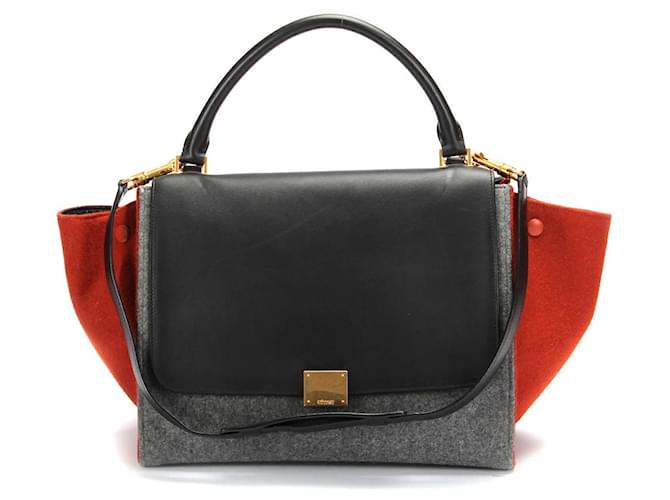 Céline Trapézio de feltro tricolor Couro  ref.1398276