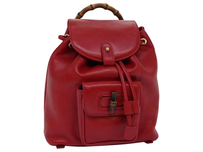 Gucci Bamboo Vermelho Couro  ref.1398413