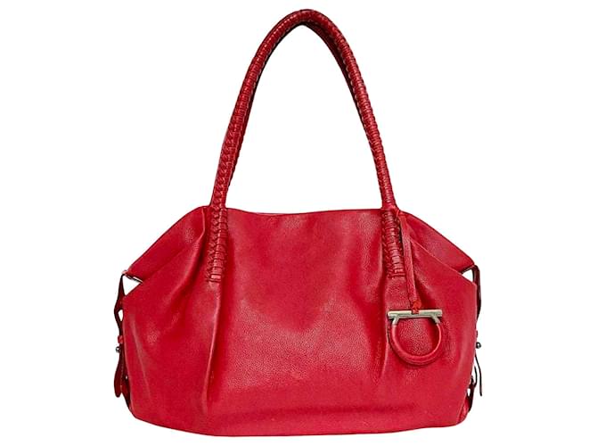 Salvatore Ferragamo Gancini Rot Leder  ref.1398456