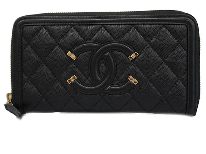 Chanel Matelassé Negro Cuero  ref.1398500