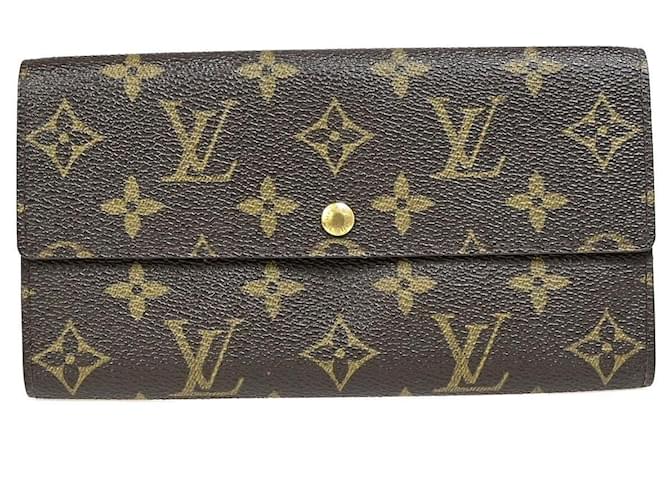 Crédito Louis Vuitton Porte Monnaie Castaño Lienzo  ref.1398530