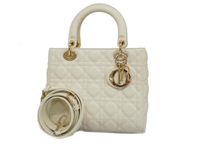 Dior Lady Dior White Leather  ref.1398541