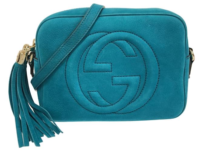 Gucci Azul Pequeno Nubuck Soho Disco Crossbody Couro  ref.1398565