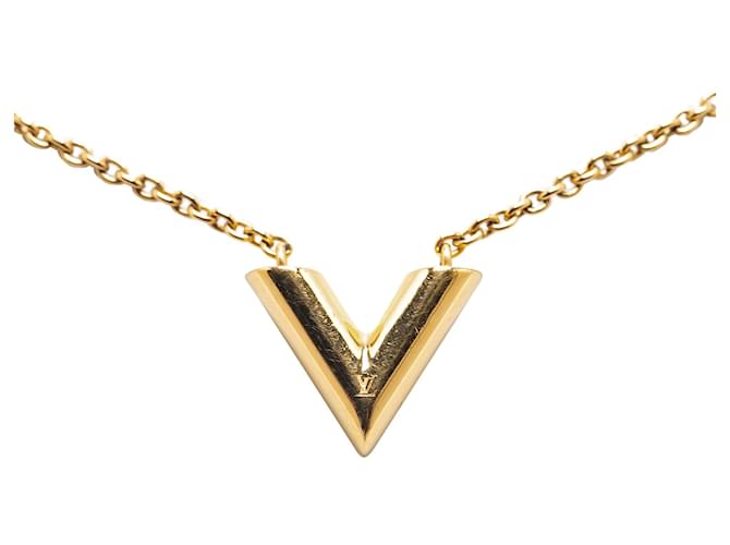 Colar Louis Vuitton Gold Essential V Dourado Metal Banhado a ouro  ref.1398619