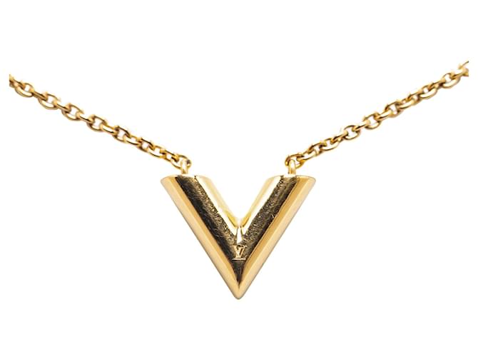 Collar en V esencial de oro de Louis Vuitton Dorado Metal Chapado en oro  ref.1398619