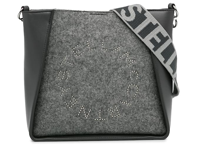 Stella Mc Cartney Borsa a tracolla con logo in eco-feltro grigio di Stella McCartney Poliestere Panno  ref.1398624